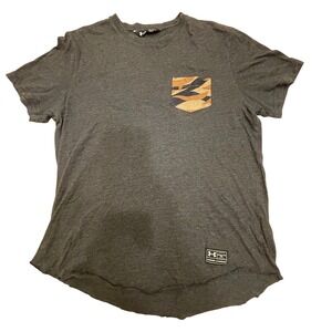 Under Armour Pocket T-Shirt Heather‎ Gray Camo Casual Athletic Women's Size L